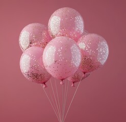 pink balloons in white and pink colors on white background