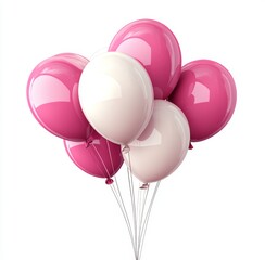 pink balloons in white and pink colors on white background