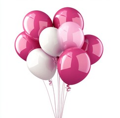 pink balloons in white and pink colors on white background