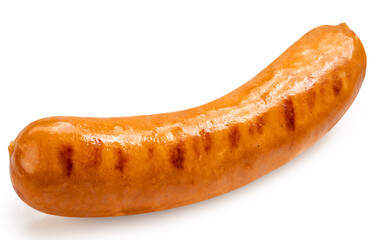 Sausages isolated on white background. Grilled smoke beef sausage isolated on white background with clipping path.