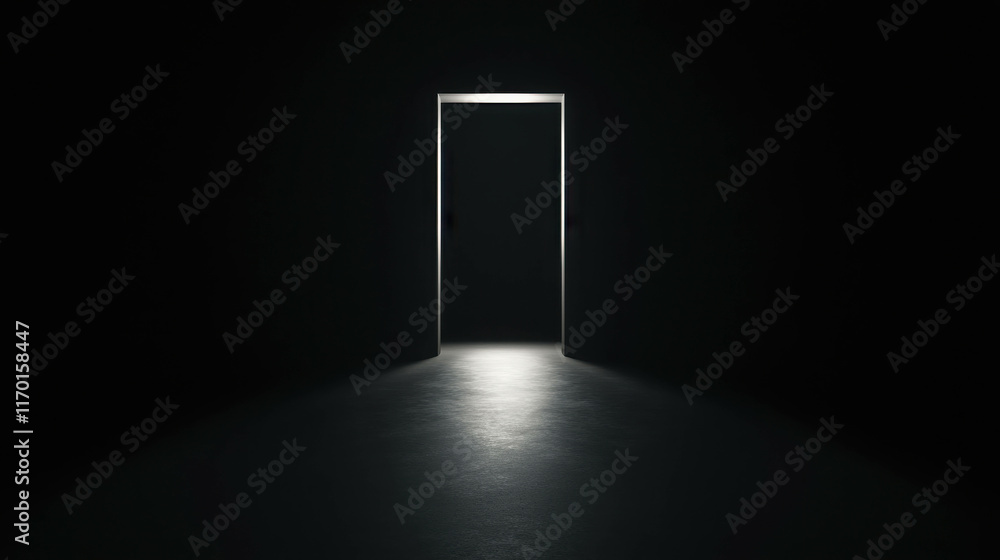 Poster Subtle Hints of Shadows in a Deep Black Void with a Glimpse of Light