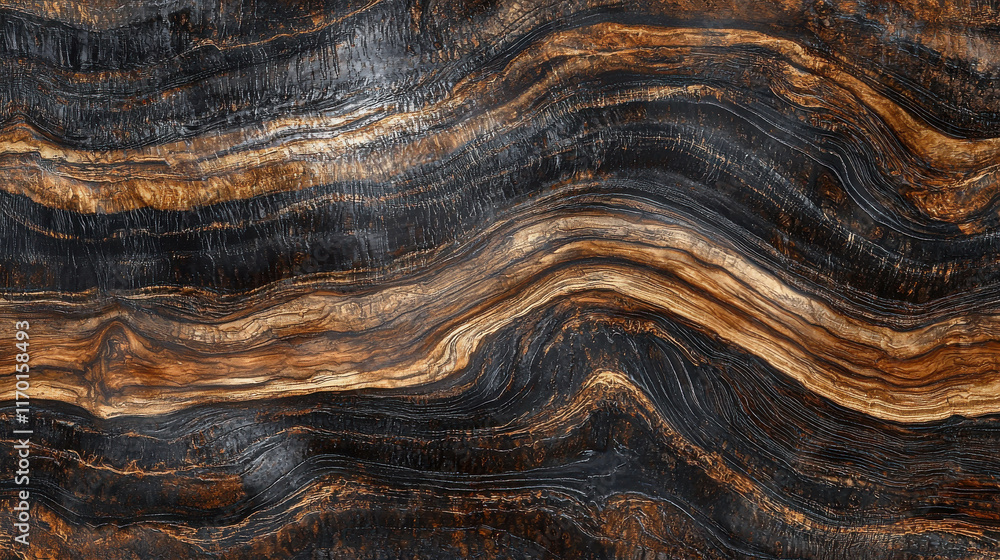 Poster dark walnut wood grain with deep flowing lines and organic patterns