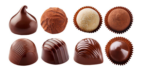 Assorted Chocolate Confections on Transparent Background
