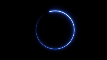 Glowing background and banner 3d rendering, with blue neon circle.,Abstraction, blue neon circle.