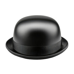 Fototapeta premium Classic Black Bowler Hat with Smooth Finish and Ribbon Band