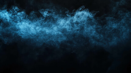 Fototapeta premium Ethereal Blue Fog Mist Floating Gently Across a Dark Background in Dreamy Effect