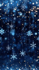 Obraz premium Winter wonderland blue background with snowflakes and stars digital art festive atmosphere abstract viewpoint