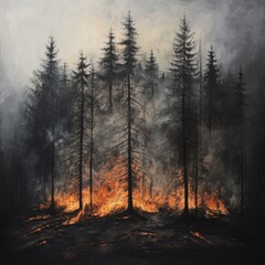 Fototapeta premium Burning trees