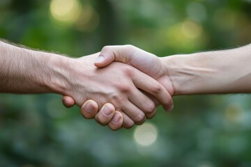 Business partners sealing a deal with a handshake, focus on mutual respect and agreement