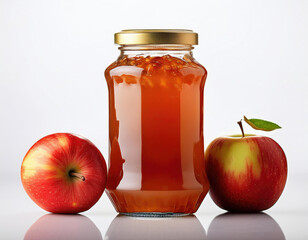 Apple Jam bottle in the white background studio shot  
