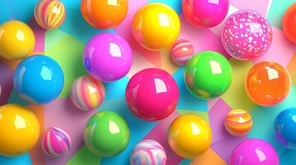Colorful spheres abstract balls multicolored balloons candy geometric background primitive shapes minimalistic design party decoration plastic toys isolated elements glossy bubble 3d