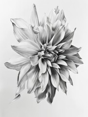 Monochrome artwork of a dried seed head with intricate details and texture.