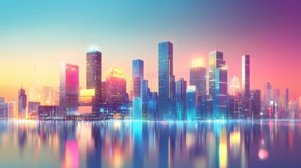 Connected city with smart grids managing energy efficiently, futuristic and eco-friendly design