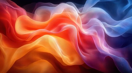 Obraz premium Abstract colorful fabric waves, flowing silk texture background.