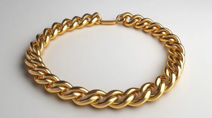 Obraz premium A simple gold chain displayed artistically on a clean white background