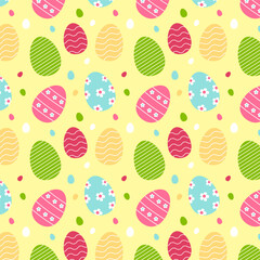 Easter eggs repeat pattern.Cute colorful easter egg seamless pattern isolated on white background.Vector graphic illustration.
