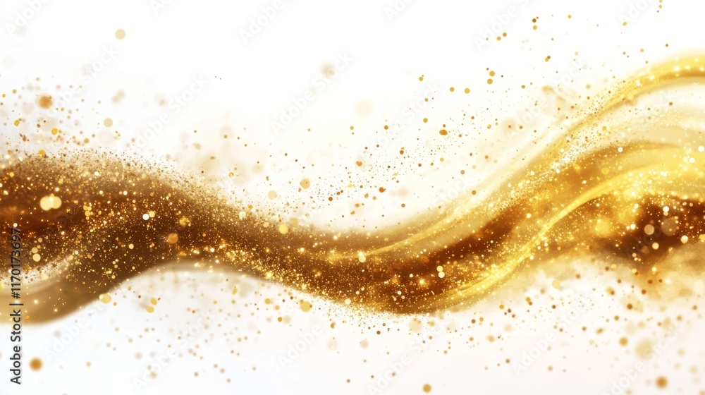 Poster shimmering golden wave abstract design for campaign customization on white background