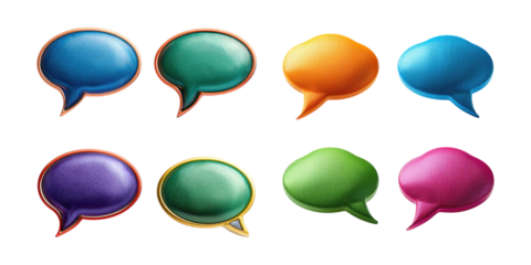 Colorful Speech Bubbles on Transparent Background