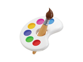 Color palette with paint brush icon 3d render concept of art education icon vector illustration
