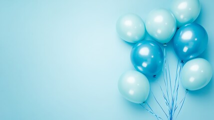 Blue Balloons Float Against Light Blue Background