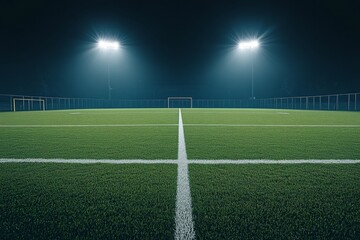 Obraz premium Night soccer field, illuminated by spotlights. (2)