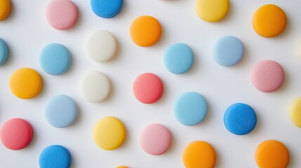 Different colorful tablets on a white background