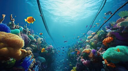 Vibrant Reef Scene With Colorful Fish And Coral