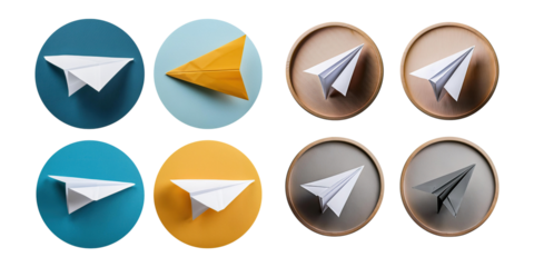 Colorful Paper Airplanes on Circular Backgrounds