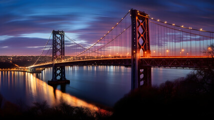 Twilight beauty: George Washington Bridge spanning over city's night lights