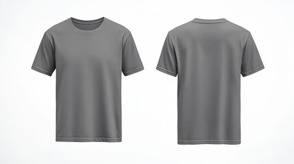 Blank Heater Grey t shirt front and back mockup plain cotton tshirt mock up template for design branding print store Empty casual apparel