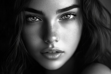Fototapeta premium black and white fashion art studio portrait