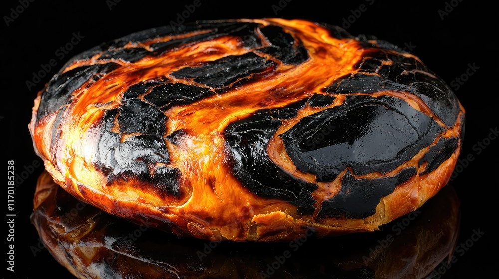 Poster unique abstract stone with fiery red and black color patterns