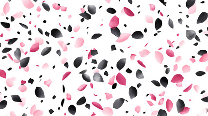 Realistic shiny decorative falling confetti seamless pattern isolated on white background 