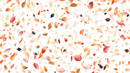 Realistic shiny decorative falling confetti seamless pattern isolated on white background 