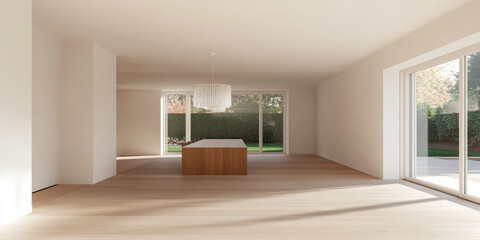 Fototapeta premium Spacious modern interior with natural light and minimalist design in a contemporary home