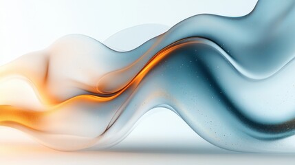 Obraz premium Abstract fluid motion with waves of soft orange and blue hues creating a tranquil and dynamic visual effect in a modern artistic representation of movement and light.
