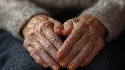 Fototapeta premium Medication in elderly woman's wrinkled hands, concept of medicine for seniors
