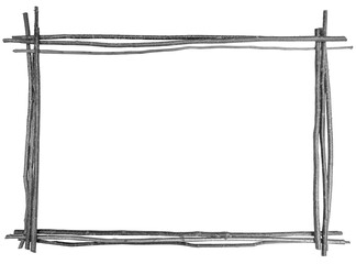 Cadre de brindilles, fond blanc 