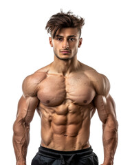 Fototapeta premium Young Muscular bodybuilder man isolated on transparent background