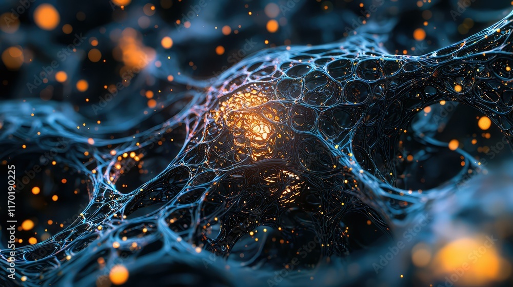 Poster abstract digital background with glowing elements and network patterns