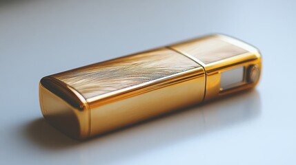 Elegant and Stylish Golden Lighter with Sleek Finish on a Light Background Perfect for Lifestyle and Personal Accessories Photography