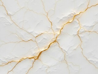 Abstract white marble texture with gold cracks, creating a luxurious and dramatic background for high-end or sophisticated designs.