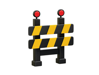 Road barrier with yellow stripe icon illustration 3d. Traffic Barrier icon 3d render