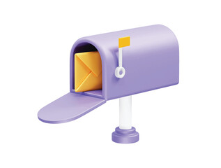 mailbox and envelope icon 3d render illustration