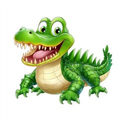 Fototapeta premium Illustration of a cartoon crocodile isolated on white background