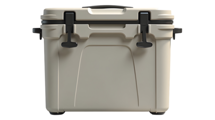 Sleek Beige Cooler:  Perfect for picnics, adventures, or keeping drinks refreshingly cold. Durable and stylish, this cooler is ready for anything!, cut out