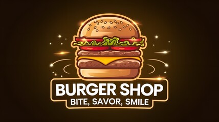 Gits Burger logo features a bold burger design with 'Bite, Savor, Smile' slogan, perfect for burger shop branding, fast food, and culinary marketing.