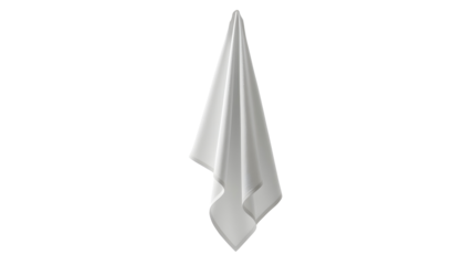 Elegant white cloth gracefully drapes, creating soft folds and subtle shadows.  A study in simplicity and texture., cut out