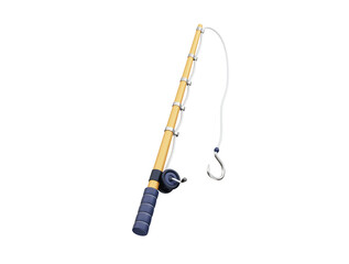 Fishing rod 3d rendering vector illustration icon