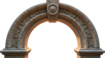 Elegant stone archway, intricately carved with leaf motifs and a central rosette.  A timeless architectural detail., cut out